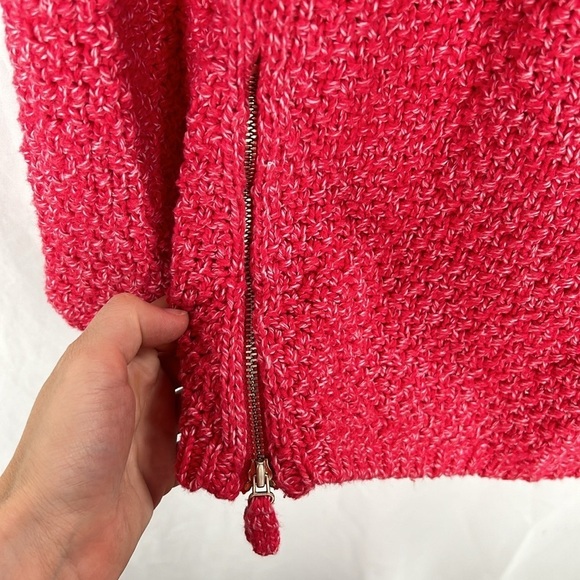 Talbots Pink Side Zip Chunky Knit Side Zip Pullover Sweater -Size Small - Picture 3 of 7